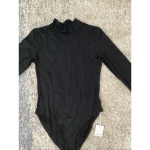Mangopop Collection Women's Bodysuit Top Shirt Long Sleeve Black L NWT